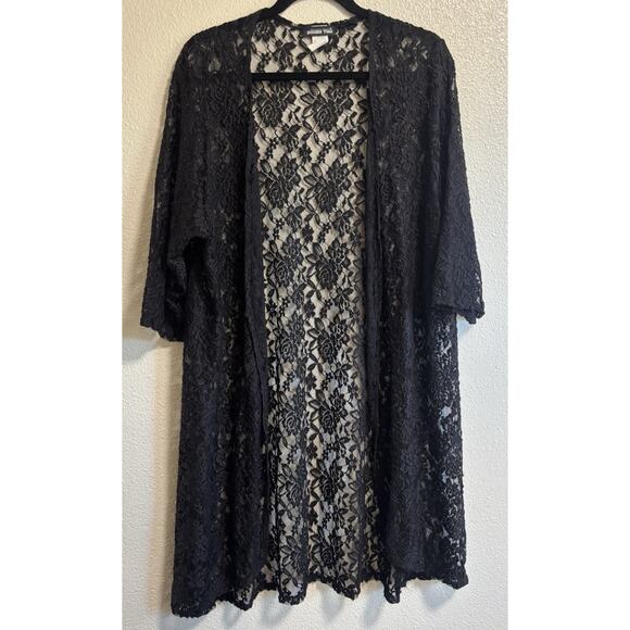 Cardigan Duster Women’s Plus Size 3X Black Lace Open Front USA Fairy Whimsigoth - Picture 1 of 5